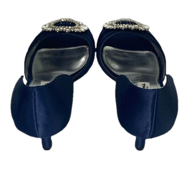 NINA CORRINE NAVY SATIN JEWELED MID-HEEL D'ORSAY CLASSIC EVENING PUMP SKU0779 - Picture 9 of 14